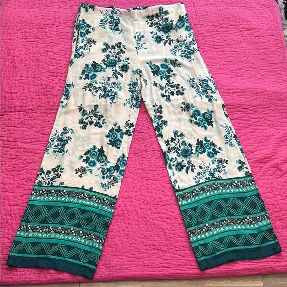 Luisa Spagnoli 100% viscose Floral Wide-Leg Pants, M
